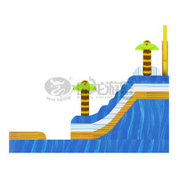 Nouveau toboggan aquatique gonflable bleu 6x3,5m en PVC, taille personnalisable, utilisation intérieure/extérieure, capacité pour 8 à 10 enfants