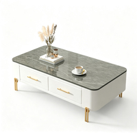 Ensemble table basse et meuble TV en pierre frittée et bois, mobile, décoratif, moderne, luxe léger, pour salon