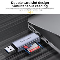 FEIXUAN, superventas, lector de tarjetas TF/SD 2 en 1 personalizado, aleación de aluminio, USB 3,0, 5Gbps, lectores de tarjetas para teléfonos móviles, dispositivos tipo C