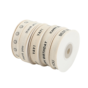 Cintas de algodón ecológicas de 1,5 cm de alta calidad, logotipo de marca impreso personalizado, estilo de una sola cara, lazo de regalo personalizado al por mayor - Product Image 5