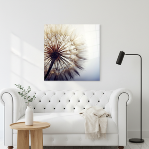 Minimalist Botanical <b>Dandelion</b> Close-Up <b>Printed</b> Canvas Artwork,TEMPERED GLASS ART - Product Image 3