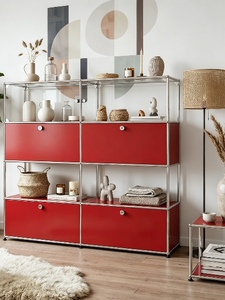 Luxury Bauhaus Modular Sideboard Mid-century Modern Stainless Steel 3-shelf Living Room <b>Storage</b> Shelving <b>Cabinet</b> - Product Image 4