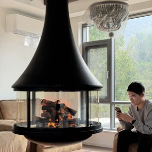 Cheminée suspendue au plafond sur mesure, multi-combustibles, feu réel, alcool, éthanol, atomisation, décoration intérieure - Product Image 5