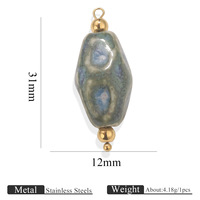 Antik biru putih liontin kulit kerang baja nirkarat berlapis emas untuk wanita kalung gelang DIY