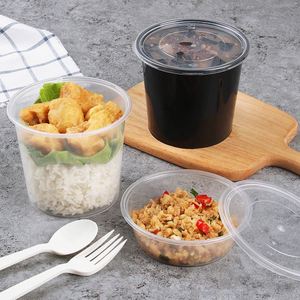 Circular Plastic Container Bowl, Disposable Biodegradable Soup <b>Cup</b> with Lid - Product Image 4