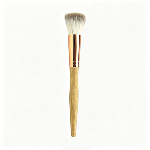Brocha de maquillaje de pelo animal con mango de madera, brocha plana para colorete, herramienta cosmética individual de uso general - Product Image 2