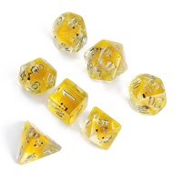 Jeu de dés polyédriques carrés en résine de 16 mm, 7 pièces, design personnalisé animaux (corne, poussin) pour jeux D&D - Écologique et durable