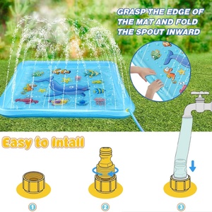 Structure aquatique gonflable d'extérieur pour tout-petits de 3 à 9 ans, plancher aquatique de 67 pouces avec arroseur et piscine à pataugeoire, cadeaux amusants pour enfants - Product Image 3