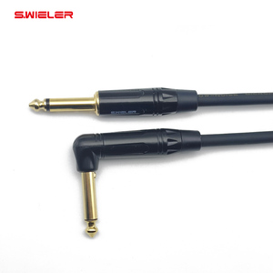 Câble audio <span class=keywords><strong>mono</strong></span> plaqué or <span class=keywords><strong>Jack</strong></span> TS 6,35 mm à 6,35 mm coudé à 90 degrés, fil de cuivre nu, prix usine - Product Image 1