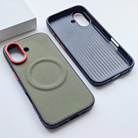 Étui de téléphone magnétique en cuir PU et nylon pour iPhone 17 16 15 Pro Max Plus, protection robuste antichoc avec boutons en aluminium réactifs