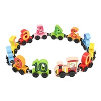 Blocs de train en bois numéro et lettre voiture jouet colorée, puzzle éducatif pour les tout-petits et les enfants d'âge préscolaire, jouets de construction pour enfants
