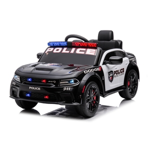 Voiture électrique pour enfants Police 12V à double moteur avec sirène et lumières télécommandées - Product Image 2