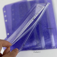Enveloppes à monnaie en PVC transparent pailleté pré-perforées A6, pochettes souples et durables pour classeur de budget, pochettes pour défi d'épargne, faible MOQ