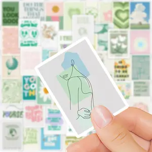 50 pièces Ins vert clair cartes postales inspirant Graffiti autocollants téléphone portable décor à la maison Jounral livre décoration autocollants