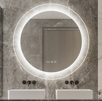 Miroir de maquillage LED intelligent mural, miroir de salon moderne avec interrupteur tactile, anti-buée, lentilles en aluminium, lumière tricolore
