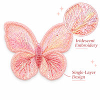 Applique brodée papillon irisé, patch rose monocouche à coudre pour vêtements, sacs, artisanat et accessoires de bricolage