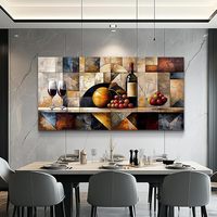 Grande Peinture à l'Huile Impressionniste Personnalisée sur Verre à Vin, Paysage Champêtre, Art Mural en Bois pour Salon, Bureau, Cuisine, Décoration Intérieure