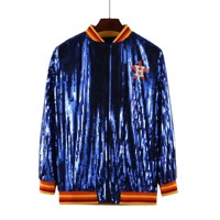 Usine Personnaliser En Gros Toutes Les Conceptions Des Équipes De Football NFLW Logo Rouge Bleu Paillettes Bling Veste Chemise