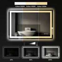 Espejo de Baño Moderno Rectangular con Marco de Aluminio Iluminado de 600x800mm, Espejo LED de Pared para Hotel con Pantalla Táctil