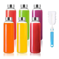 Bouteilles en verre transparent réutilisables de 18 oz avec couvercles, ensemble de 8 bouteilles à jus, pots à boisson