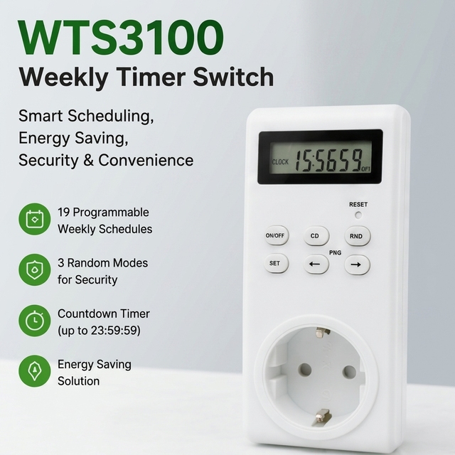 Mini Plug in Weekly Digital Electronic Programmable Timer for Refrigerator,Watering Pump,Home Lighting and Electric Heater
