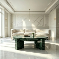 Table basse ronde moderne de style naturel de luxe en marbre vert indien pour salon, villa, hôtel, décoration
