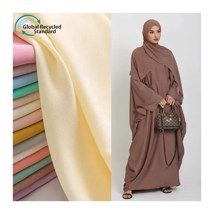 Factory price Recycled 100% polyester turkey dubai jilbab abaya women muslim dress chiffon fabric