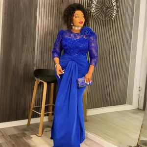 <span class=keywords><strong>Robe</strong></span> de soirée de luxe S10810 élégante à col rond et manches 3/4 <span class=keywords><strong>en</strong></span> <span class=keywords><strong>dentelle</strong></span> et sequins, <span class=keywords><strong>robe</strong></span> de cérémonie formelle pour femme, robes africaines d'église + fleur - Product Image 5