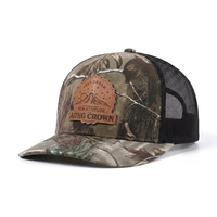 Casquette Trucker Rétro Camouflage 6 Panneaux en Cuir Personnalisé de Qualité Supérieure avec Logo Brodé et Filet Respirant