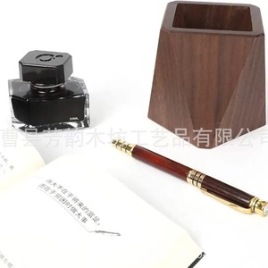 North American Black Walnut Wood <b>Pen</b> <b>Holder</b> Square Solid Wood Desktop Storage Modern Simple Style - Product Image 2