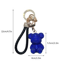 À la mode mignon plein diamant ours pendentif porte-clés porte-clés Bling brillant voiture porte-clés pour étudiants sac breloque cristal Couple pendentif