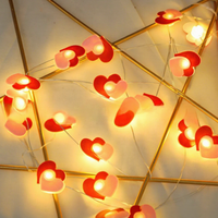 Nouveau produit transfrontalier pour la Saint-Valentin : Bouquet de mariage LED en forme de cœur, avec fil plastique, alimenté par boîte à piles, longueur de 2m