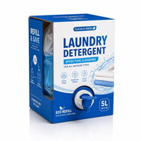 Sac de lessive réutilisable de 5 L imprimé en héliogravure personnalisé, emballage en boîte, carton de recharge écologique, poche liquide avec robinet distributeur