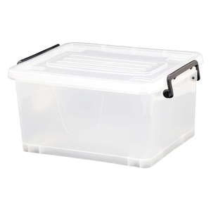 Hot Selling 27L Transparent PP Plastic Clothing Organizer Storage Box <b>Rectangle</b> Shape Injection Handle Eco-Friendly - Product Image 1