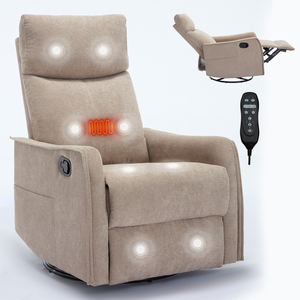Khaki Fabric Manual Recliner <span class=keywords><strong>Chair</strong></span> Mit 110 155 ° Liegen 360 ° Drehbare Schaukel 8 Punkt <span class=keywords><strong>Massage</strong></span> Lendenwirbel heizung Seiten taschen <span class=keywords><strong>Sofo</strong></span> - Product Image 2