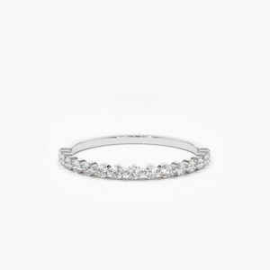 Anillo de Boda para Mujer de Oro Sólido de 14k con Diamante Blanco Natural, Chapado en Rodio, Certificado, de Moda, con Corte Brillante de Puntas Compartidas, ODM, Fino - Product Image 1