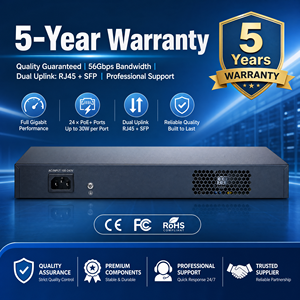รับประกัน 5 ปี สวิตช์ Poe 24 พอร์ต 10/100/1000mbps พร้อมพอร์ต SFP 2*1.25G สำหรับ<span class=keywords><strong>กล้อง</strong></span> Hikvision <span class=keywords><strong>Dahua</strong></span> - Product Image 2