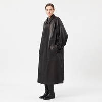 Manteau d'hiver décontracté unisexe de luxe en peau de mouton pleine fleur, coupe Balmacaan mi-longue, effet vieilli, coupe-vent
