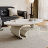 Table basse de salon élégante de luxe haut de gamme, design créatif, table basse moderne en pierre, table basse ovale à vendre