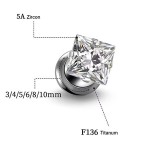 Thời trang ASTM F136 rắn G23 Titan trong nội bộ ren 5A Zircon thịt đường hầm Tai cắm tai Đồng hồ đo cơ thể piercing đồ trang sức - Product Image 5