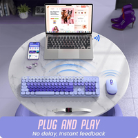 Teclado de máquina de escribir colorido OEM ODM con teclas redondas retro, teclado y ratón inalámbricos de 2.4G para PC, computadora portátil.