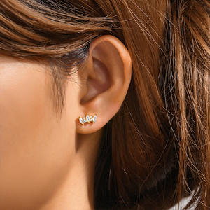 Pendientes de cartílago de plata de ley con circonita chapados en rodio de moda para mujer, con parte trasera plana, para piercing de hélice, concha y tragus, joyería, pequeño regalo - Product Image 3