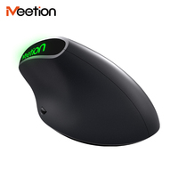 Mouse Gaming Nirkabel Meetion R390 Desain Ergonomis 2.4Ghz, Nyaman Digenggam, Mouse Vertikal Nirkabel dengan Lampu untuk Kantor