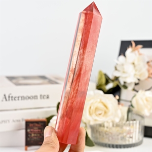 Torre de Cristal de Cuarzo Rojo Fundido, Columna de Cristal Artificial con Energía Positiva y Armonía, Otras Artesanías de Cristal - Product Image 6
