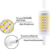 Ampoules LED R7S 10W 78mm 20x78mm en céramique SMD, dimmables, 110V/220V 85-265V, 800LM 6500K, type maïs, remplace les halogènes AC
