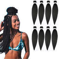 ShowJarlly 8 paquets d'extensions de cheveux tressés pré-étirés texture Yaki 1B #   Cheveux professionnels doux et légers
