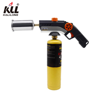 Torche moderne au propane/butane KLL-6005MP avec protection anti-vent en laiton et acier inoxydable, portable pour le camping en plein air et les barbecues