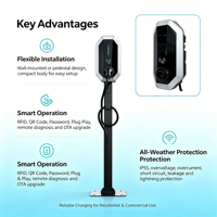 Nouvelle borne de recharge intelligente pour véhicules électriques 7-21 kW, murale et au sol, IP55, avec Cloud et OTA, pour une recharge optimisée, idéale pour centres commerciaux, résidences et parkings, noire