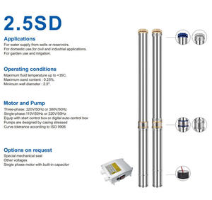 ปั๊มจุ่มใต้น้ำ OEM 2.5SD SUOU ยกสูง ไหลแรง สำหรับบ่อน้ำลึก ใช้สำหรับการชลประทานในพื้นที่เกษตรกรรมและการขุดเจาะ - Product Image 4