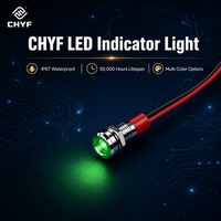 CHYF 6MM 8MM 10MM 12mm Bleu 24V LED Lampe pilote en acier inoxydable avec pieds à vis IP66/IK08 pour panneau